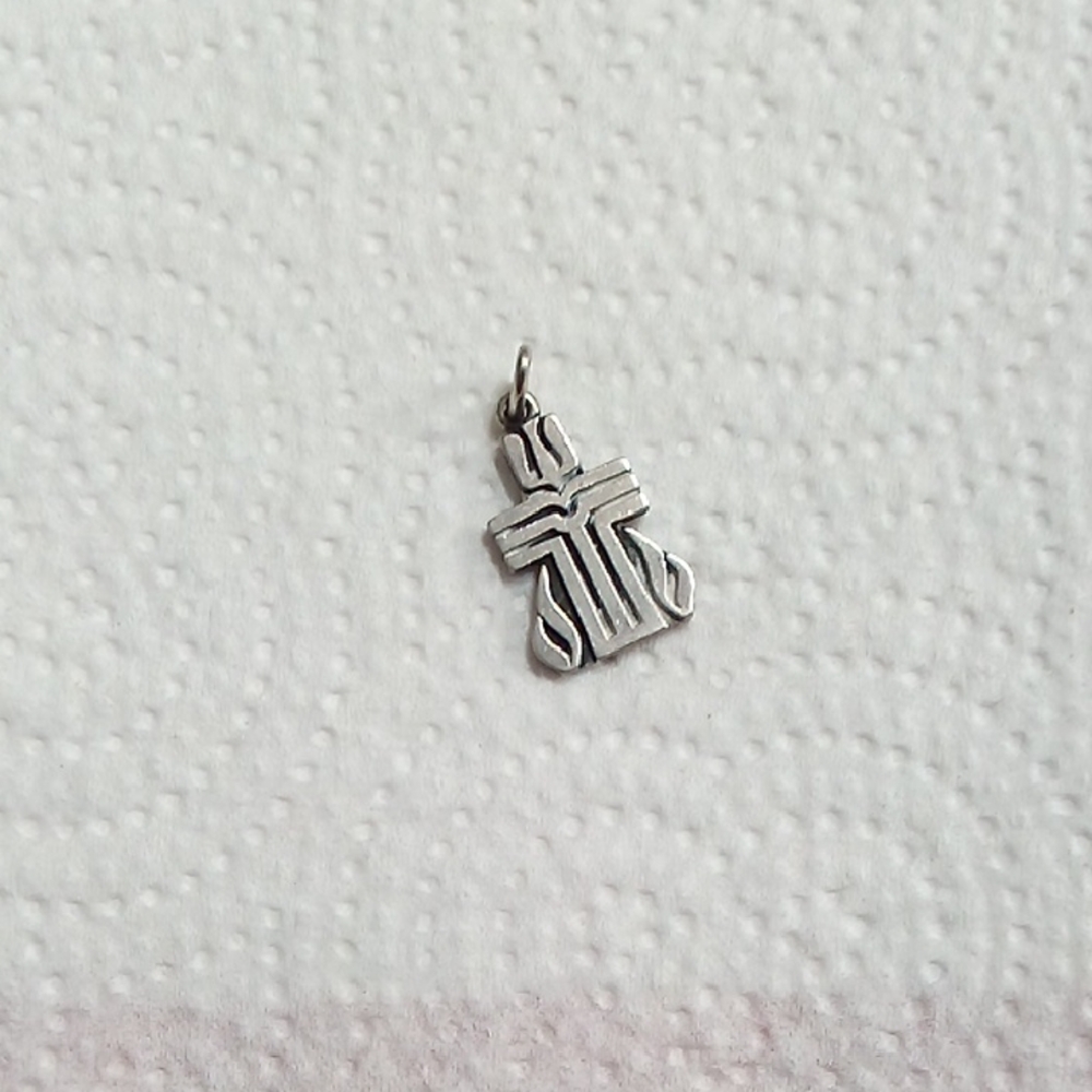 James Avery Silver Cross Pendant With Flames.